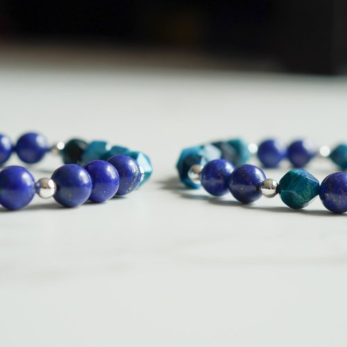 切面藍虎眼青金石14KGF手鏈