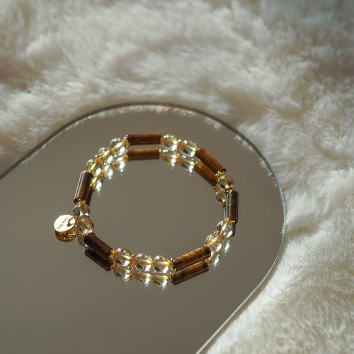 虎眼管珠黃水晶14KGF手鏈