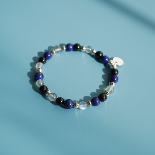 青金石黑碧璽拉長石14KGF手鏈