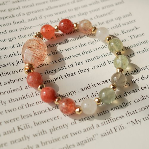 天然黑金超隨型珠阿魯沙14KGF手鏈