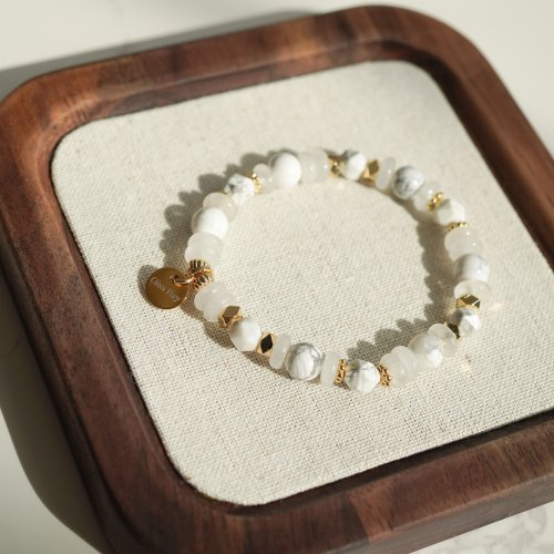 白松石白幽靈算盤珠14KGF手鏈