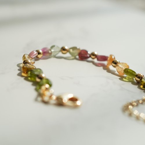 愛心形碧璽925純銀手鏈