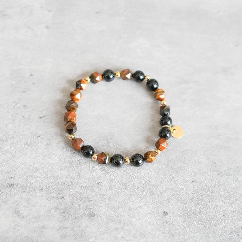 天然黃虎眼黑曜石925純銀手鏈