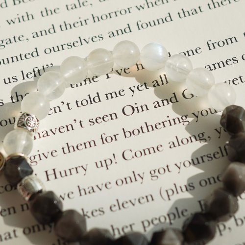 藍月光石銀曜石生肖轉運925純銀手鏈