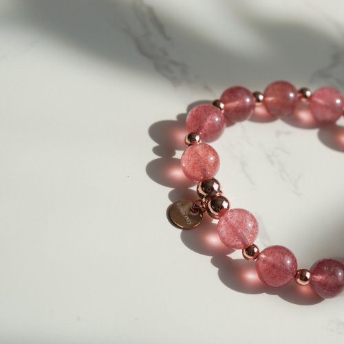 草莓晶14kGF銀玫瑰金手鏈