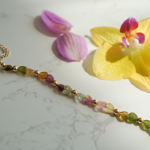 愛心形碧璽925純銀手鏈