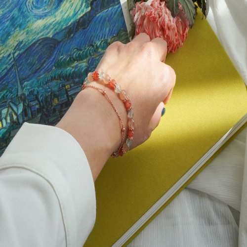 阿魯沙橙月光14KGF包玫瑰金雙鏈手鏈