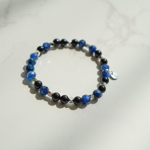 黑碧璽切面藍晶石14KGF手鏈