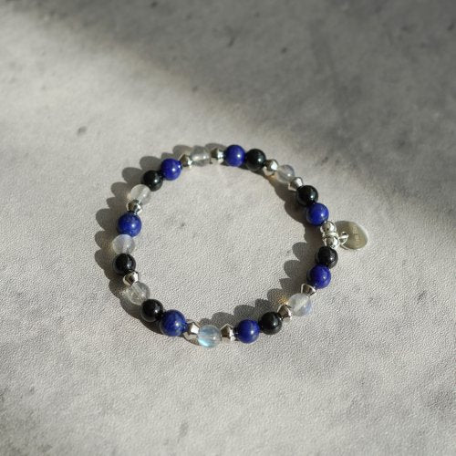 青金石黑碧璽拉長石14KGF手鏈