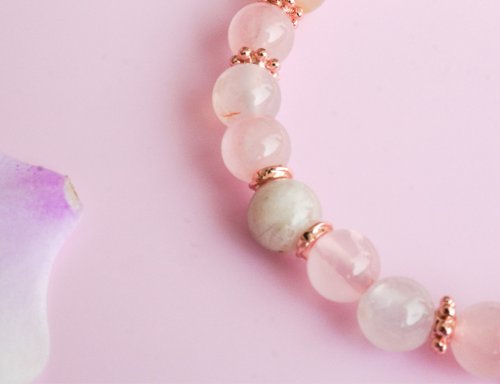 櫻花瑪瑙芙蓉粉晶14KGF手鏈