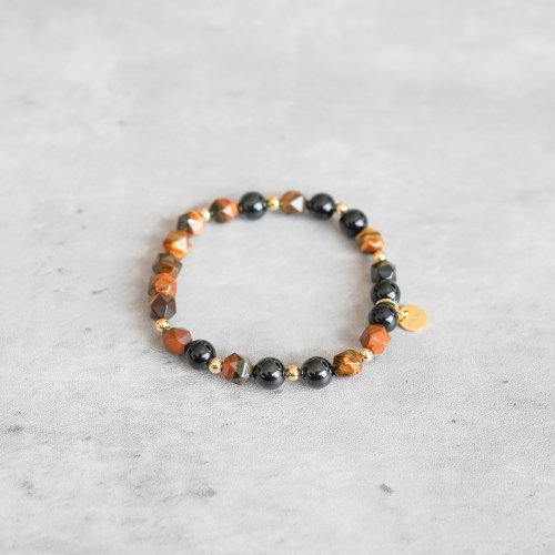 天然黃虎眼黑曜石925純銀手鏈