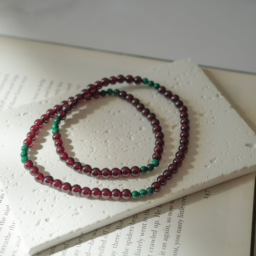 石榴石孔雀石彈性手鏈