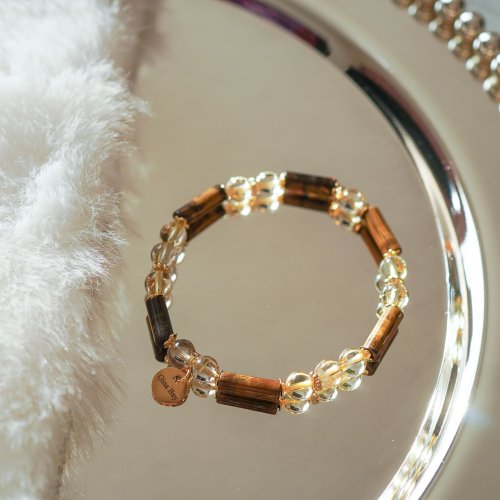 虎眼管珠黃水晶14KGF手鏈