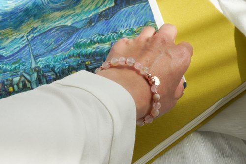 櫻花瑪瑙芙蓉粉晶14KGF手鏈