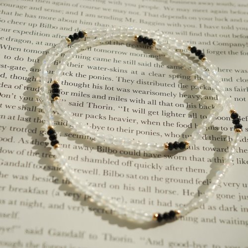 藍月光石切面黑碧璽14KGF手鏈