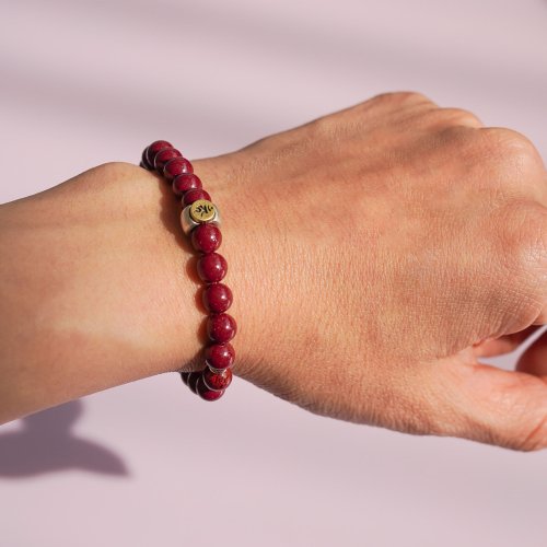 天然原礦紫金硃砂晶體硃砂生肖轉運925純銀手鏈