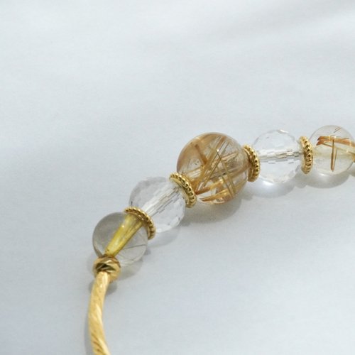 金髮晶白水晶月光石925純銀包金手鏈