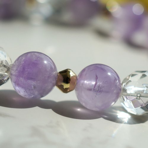 薰衣草紫晶白水晶14KGF手鏈