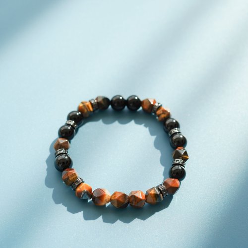 天然黃虎眼黑曜石14KGF手鏈