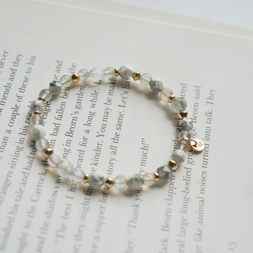 拉長石白松石石雲水晶14KGF手鏈