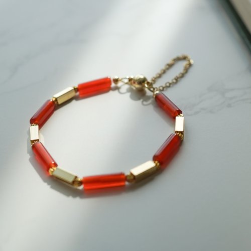 紅瑪瑙14KGF磁扣手鏈