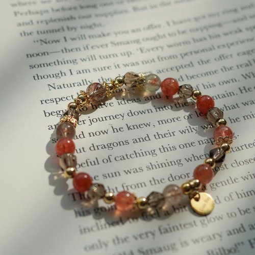 黑金超七阿魯沙茶晶14KGF手鏈