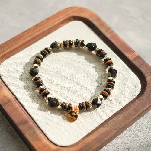 切面金矅石虎眼算盤14KGF手鏈