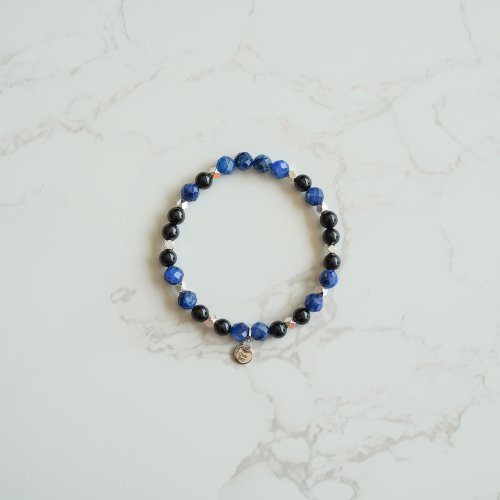 黑碧璽切面藍晶石14KGF手鏈