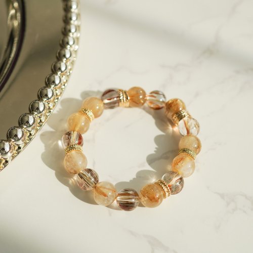 金髪晶黑金超七髪晶14KGF手鏈