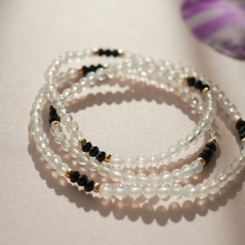 藍月光石切面黑碧璽14KGF手鏈