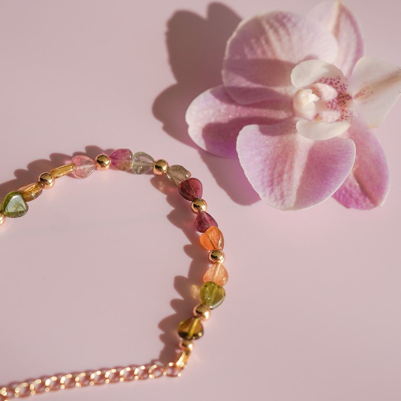 愛心形碧璽925純銀手鏈