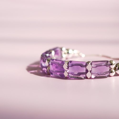 金字塔巴西紫水晶14K GF手排手鍊