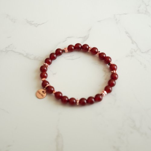 紅瑪瑙14KGF玫瑰金手鍊