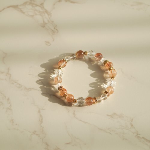 金髮晶切面白水晶14KGF彈性手鍊