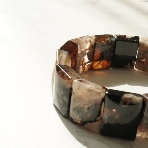 天然黑櫻花瑪瑙手排手鏈