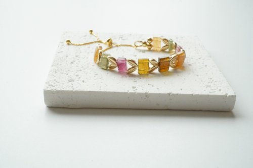 天然碧璽手排14KGF手鏈