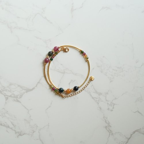 天然碧璽925純銀包金雙鏈