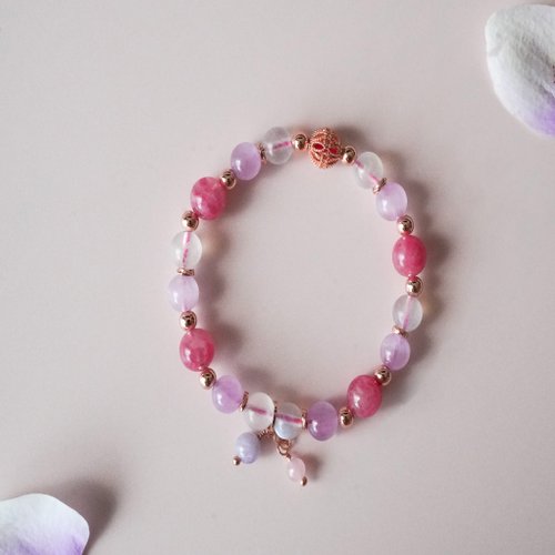 薔薇輝紫鋰輝藍月光14KGF包玫瑰金手鏈