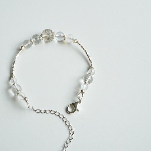 銀髮晶月光石925純銀手鏈