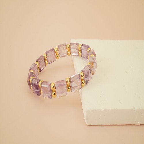 天然金字塔巴西紫水晶14kGF手鏈