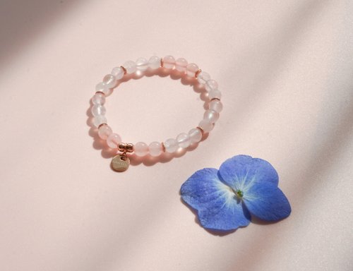 月光石芙蓉馬粉晶925純銀包玫瑰金手鏈