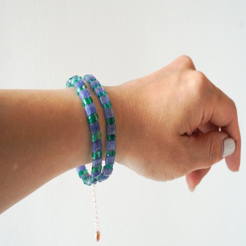 坦桑石綠瑪瑙925純銀包玫瑰金排手鏈