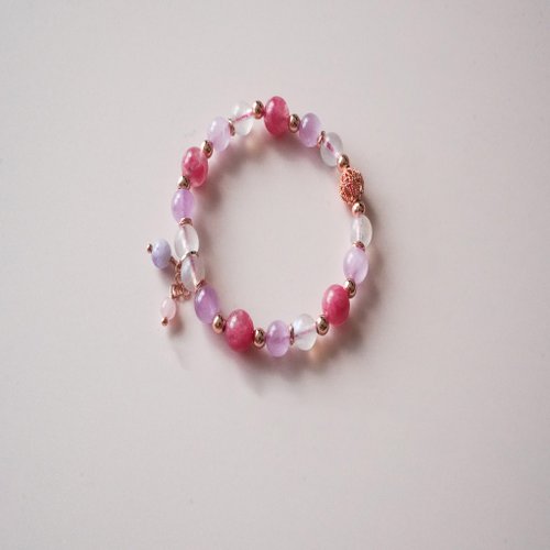 薔薇輝紫鋰輝藍月光14KGF包玫瑰金手鏈