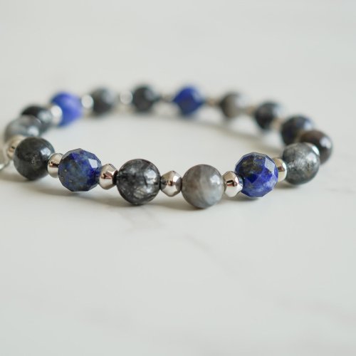 14KGF星輝骨幹黑髮金青金石手鏈