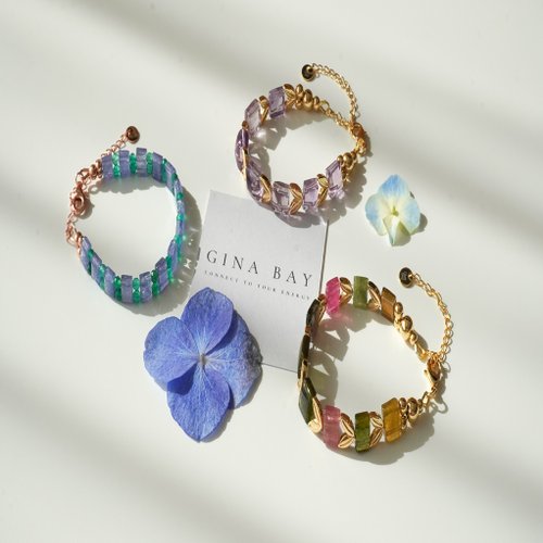 坦桑石綠瑪瑙925純銀包玫瑰金排手鏈