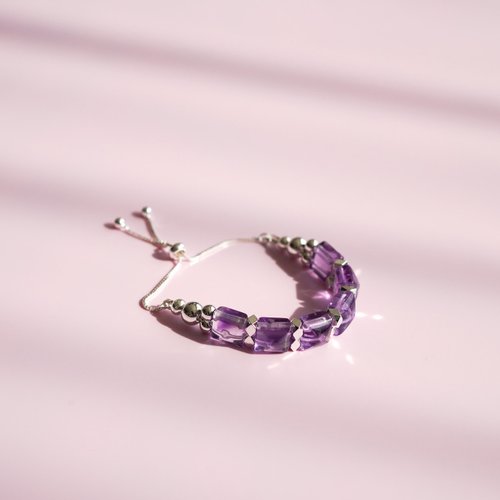 金字塔巴西紫水晶14K GF手排手鍊