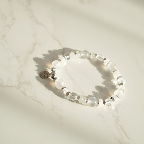 藍月光白幽靈切面白水晶透明手鏈