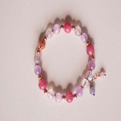 薔薇輝紫鋰輝藍月光14KGF包玫瑰金手鏈