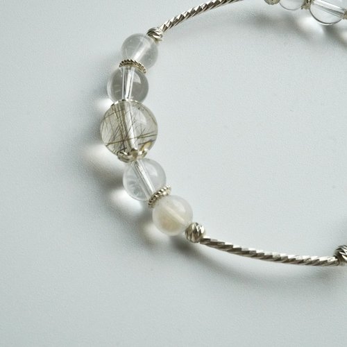 銀髮晶月光石925純銀手鏈