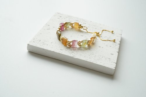 天然碧璽手排14KGF手鏈